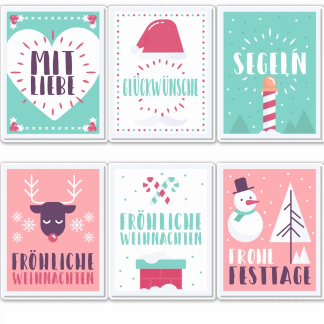 German Fröhliche Weihnachten Christmas card pack (Front)