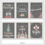 German Fröhliche Weihnachten Christmas card set<br><div class="desc">Set of hand-drawn Christmas greeting card designs featuring cute illustrations and sayings in German. Each card says something different like Fröhliche Weihnachten and others. This set includes six cards with angels bells and more!</div>