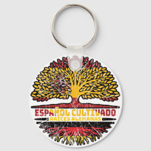 German Germany Spain Spanish Tree Roots Flag Key Ring