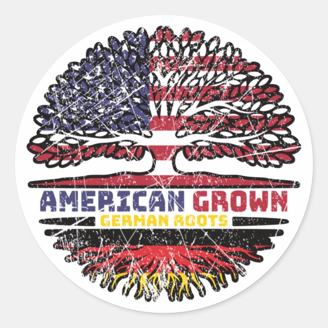 German Germany US American UUSA United States Tree Classic Round Sticker (Front)