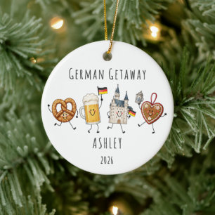 German Getaway Personalised Travel Ceramic Tree Decoration