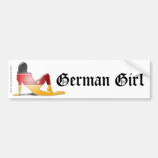 German Girl Silhouette Flag Bumper Sticker