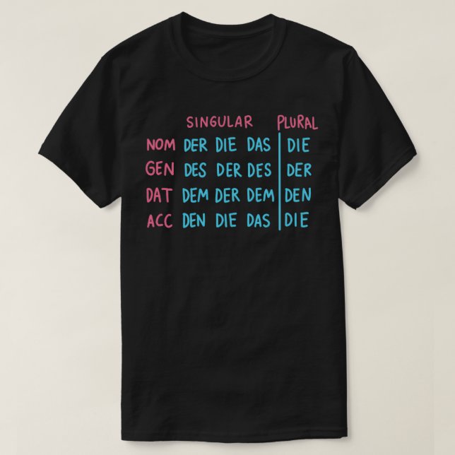 German Grammar Articles T-Shirt (Design Front)