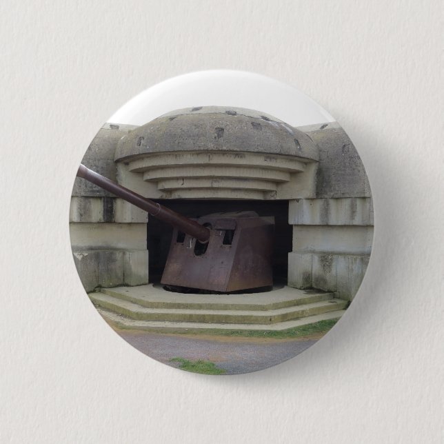 German Gun Position Overlooking Normandy Beach 6 Cm Round Badge (Front)