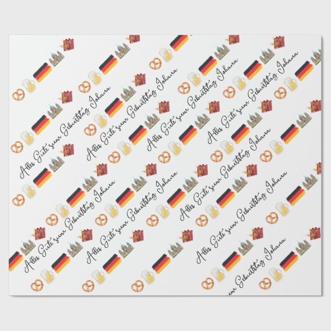 German Happy Birthday ,Alles Gute zum Geburtst Wrapping Paper (Flat)