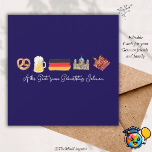 German Happy Birthday Card,Alles Gute zum Geburtst Holiday Card