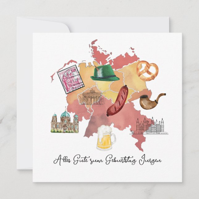 German Happy Birthday Card,Alles Gute zum Geburtst Thank You Card (Front)