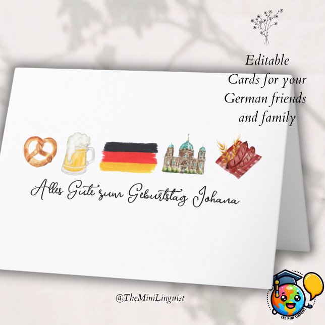 German Happy Birthday Card,Alles Gute zum Geburtst Thank You Card (Creator Uploaded)
