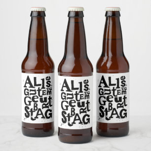German "Happy Birthday" Lino Print Beer Bottle Label