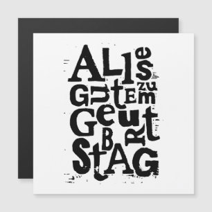 German "Happy Birthday" Lino Print Magnetic Card