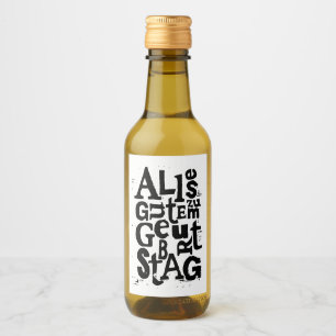 German "Happy Birthday" Lino Print Wine Label