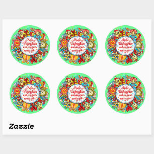 German Happy Christmas & Happy New Year Classic Round Sticker