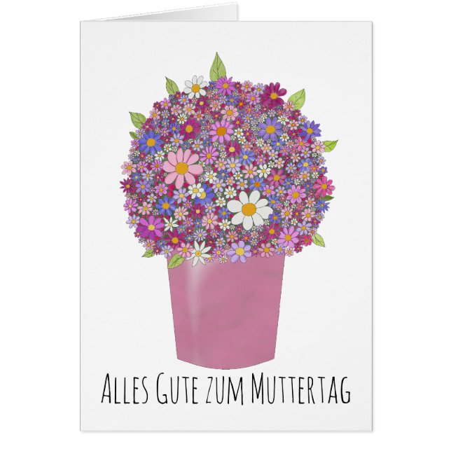 German Happy Mother’s Day Pink bouquet of flowers (Front)