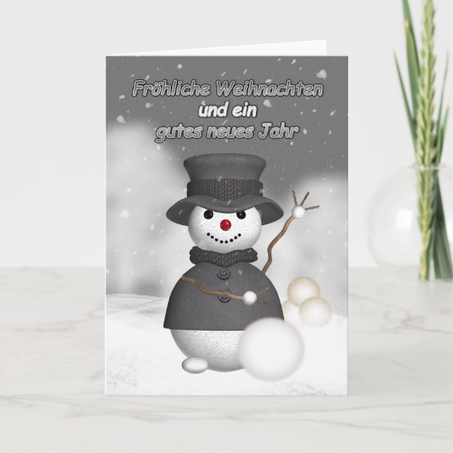 German holiday card with modern stylish snoman (Front)