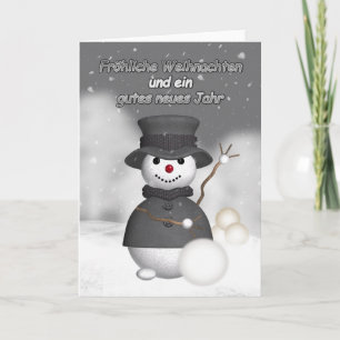 German holiday card with modern stylish snoman