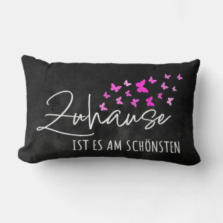 German Home Sweet Home Black Watercolor Lumbar Cushion