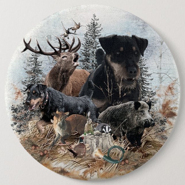 German Hunting Terrier (Jagdterrier)   6 Cm Round Badge (Front)