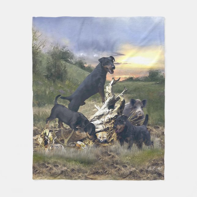 German Hunting Terrier (Jagdterrier) Fleece Blanket (Front)