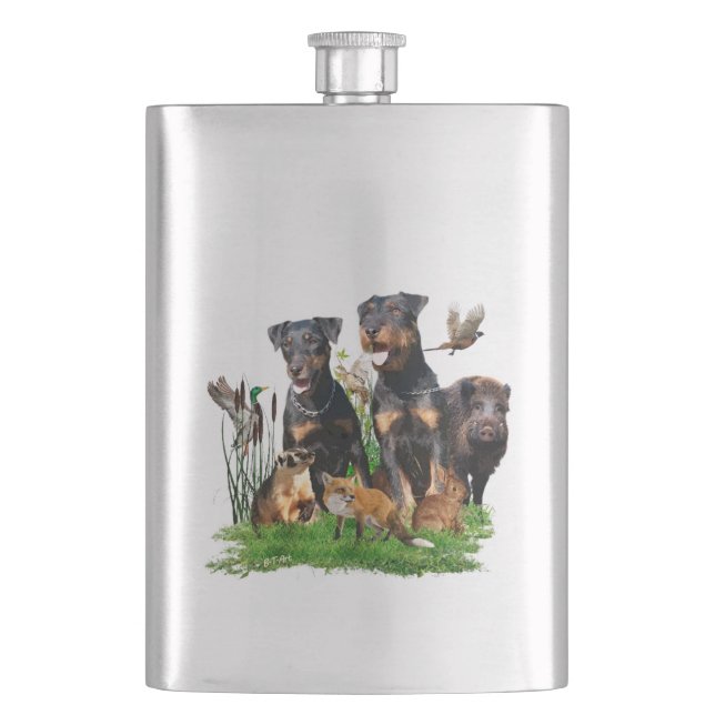 German Hunting Terrier (Jagdterrier)   Hip Flask (Front)