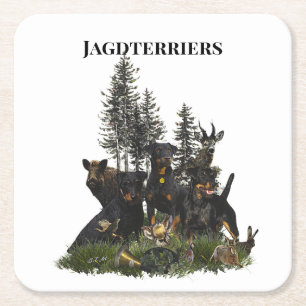German Hunting Terrier (Jagdterrier) Square Paper Coaster