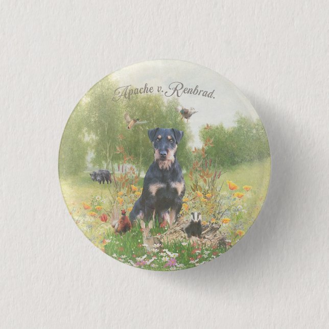 German Hunting Terrier (Jagdterrier)  Sticker Pape 3 Cm Round Badge (Front)