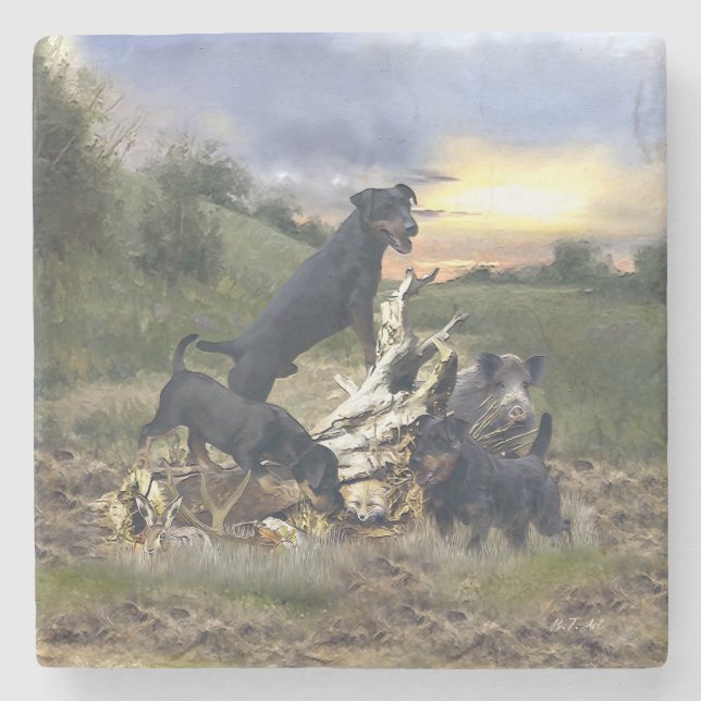 German Hunting Terrier (Jagdterrier) Stone Coaster (Front)
