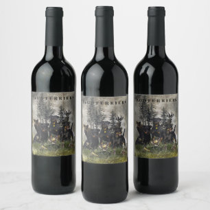 German Hunting Terrier (Jagdterrier) Wine Label