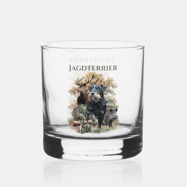German Hunting Terrier Whiskey Glass (Back)