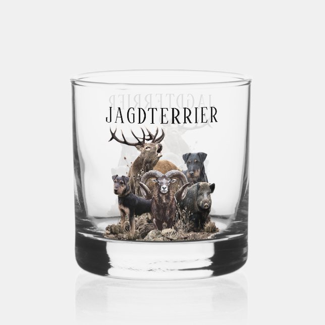 German Hunting Terrier Whiskey Glass (Back)
