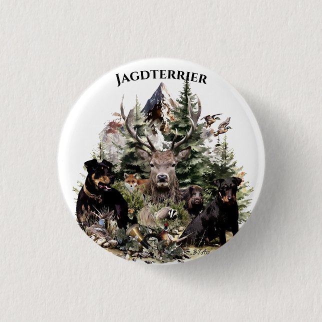 German Hunting Terriers  3 Cm Round Badge (Front)