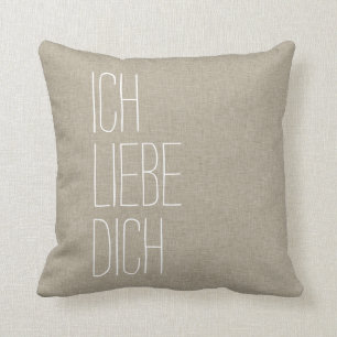 German I Love You Ich Liebe Dich Tan Throw Pillow