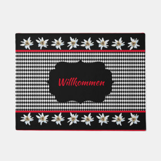 German Inspired Black Checked with Edelweiss Doormat