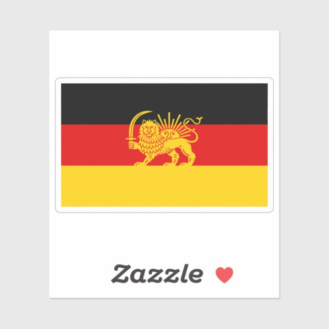 German Iranian Lion and Sun Heritage Flag (Sheet)