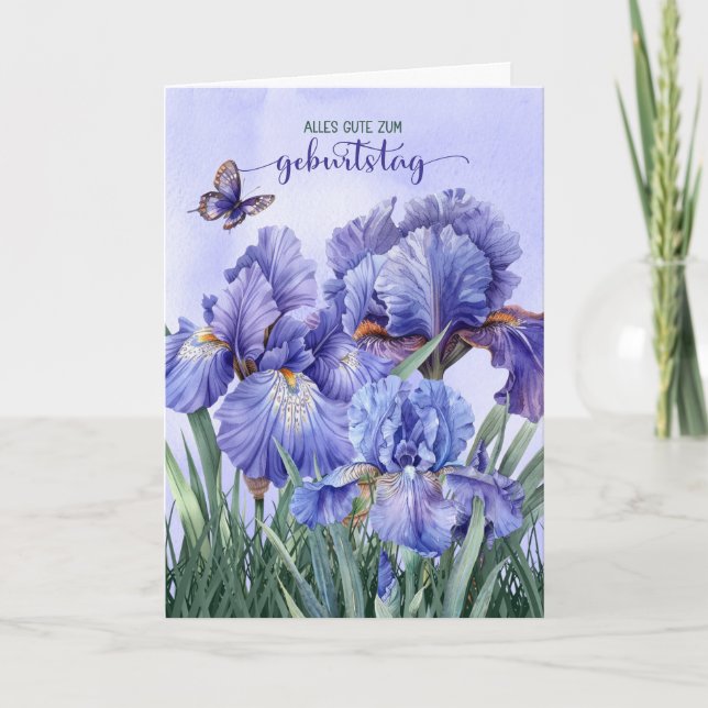 German Iris Garden Birthday Card (Front)