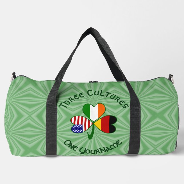 German Irish American Flags Shamrock Personalised  Duffle Bag (Front)