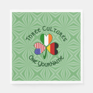 German Irish American Flags Shamrock Personalised  Napkin