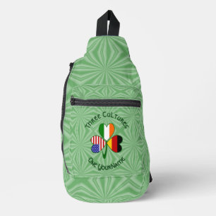 German Irish American Flags Shamrock Personalised Sling Bag