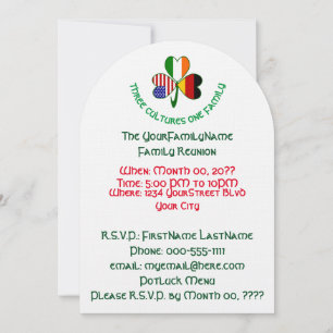 German Irish American Shamrock Family Reunion Invitation