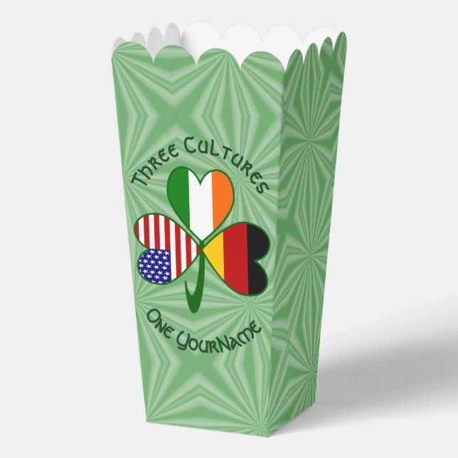 German Irish American Shamrock Personalise Popcorn Favour Box (Front)