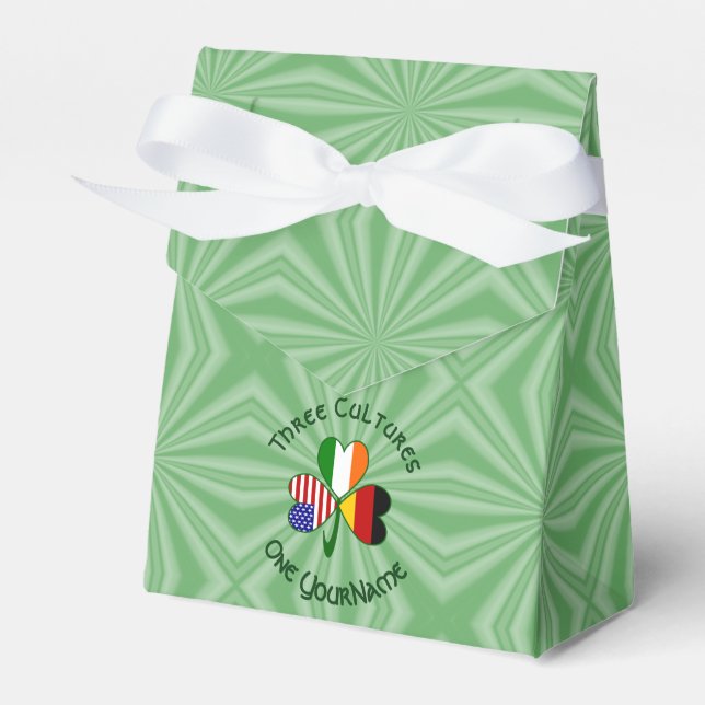 German Irish American Shamrock Personalised  Favour Box (Front Side)