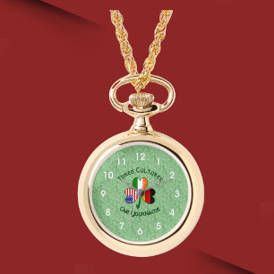 German Irish American Shamrock Personalised Watch