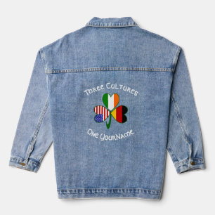 German Irish USA Flags Shamrock Personalised Denim Jacket