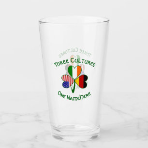 German Irish USA Flags Shamrock Personalised Glass