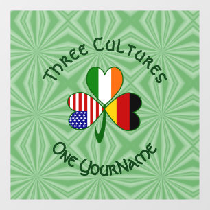 German Irish USA Flags Shamrock Personalised Window Cling