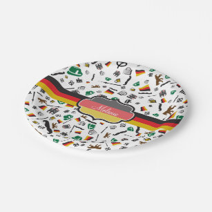 German items with Flag of Germany Paper Plate