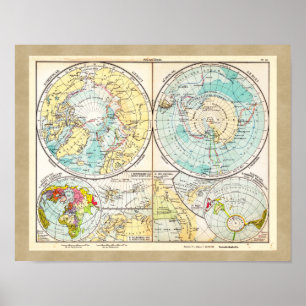 German-Language Polar Map Poster