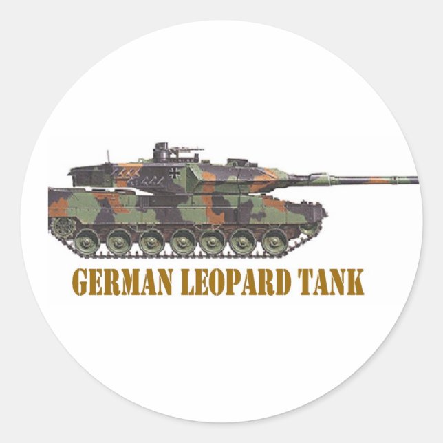 GERMAN LEOPARD TANK. CLASSIC ROUND STICKER (Front)