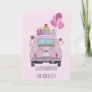 German lesbian couple wedding Day Fiat 500 Card