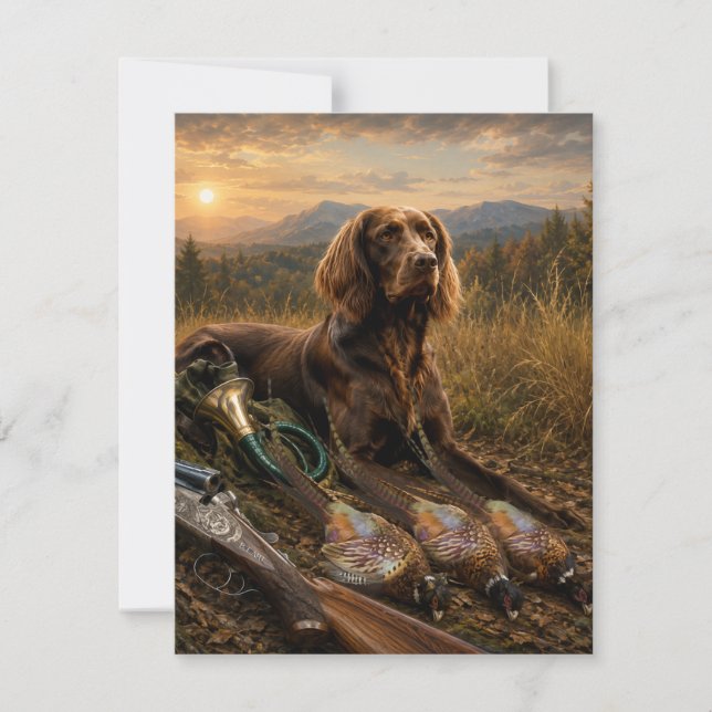 German Longhaired Pointer Hunting Companion Card (Front)