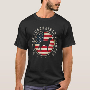 German Longhaired Pointer Usa Flag 4th July Dog Mo T-Shirt